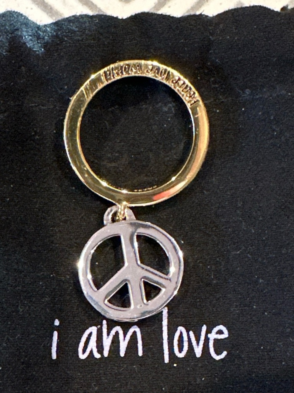 Peace Love World Charm Stack Rings Set/3 - Picture 3 of 6